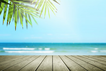 Wall Mural - Beautiful beach background and empty wooden.