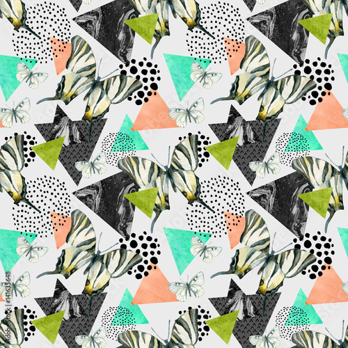 Obraz w ramie Abstract natural geometric seamless pattern