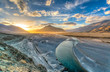 panorama of the valley and the Nubra River at sunset (India, Ladakh, Nubra Valley, Jammu and Kashmir)