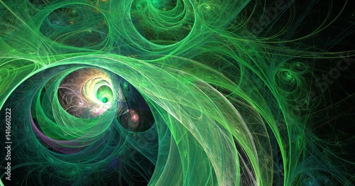 Naklejka - mata magnetyczna na lodówkę fractal green universe abstract background