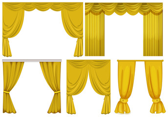 Wall Mural - yellow curtains on white background