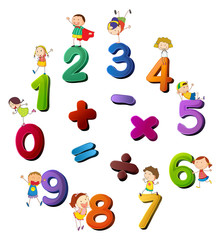 numbers and happy kids
