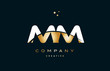 mm m m  white yellow gold golden luxury alphabet letter logo icon template