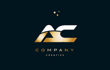 ac a c  white yellow gold golden luxury alphabet letter logo icon template