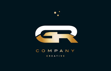 gr g r  white yellow gold golden luxury alphabet letter logo icon template