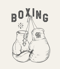 Boxing Gloves Vector Illustration. Print Design T-shirt