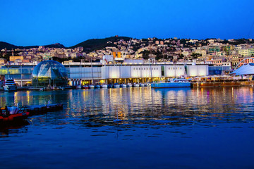 Wall Mural - the port of genoa  by night, Italy