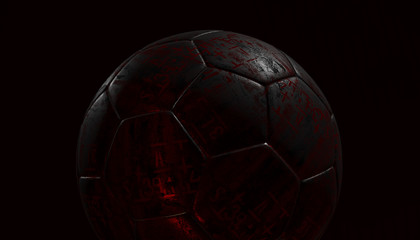 Silver soccer ball on various material and background, 3d rendering