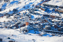 Snowcapped Slopes Of Sestriere Ski Resort