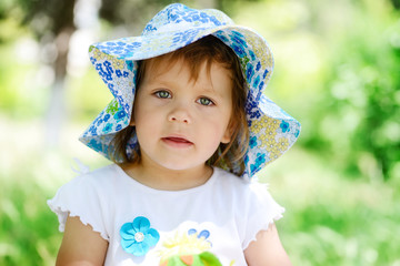 portrait of the cute summer toddler girl