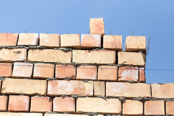 Brick wall on a construction site as a background