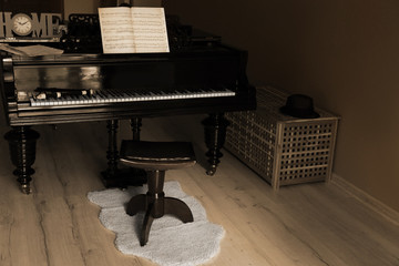 Wall Mural - Piano in empty classic room