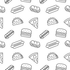 Poster - Fast Food seamless pattern background