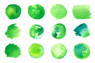 Wall Mural - green watercolor spots