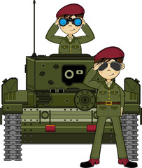 Poster - Cartoon Army Soldiers and Tank