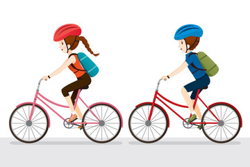 Woman And Man Riding Bicycle, Bicyclist, Healthy, Vehicle, Sport, Lifestyle