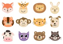 Cute Animal Heads For Baby And Children Design