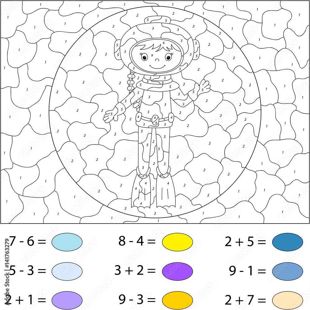 Cartoon diver. Color by number educational game for kids Stock Vector ...