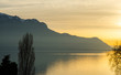 Sunset at Geneva lake in Montreux, Switzerland