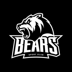 furious bear sport vector logo concept isolated on dark background. modern predator professional tea