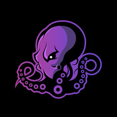 Wall Mural - Furious octopus sport vector logo concept isolated on dark background. Modern professional team badge design.
Premium quality wild cephalopod mollusk t-shirt tee print illustration.