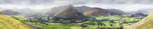 Panoramic View Of Kenswick's Valley In Lake District, UK
