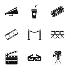 Sticker - Film icons set, simple style
