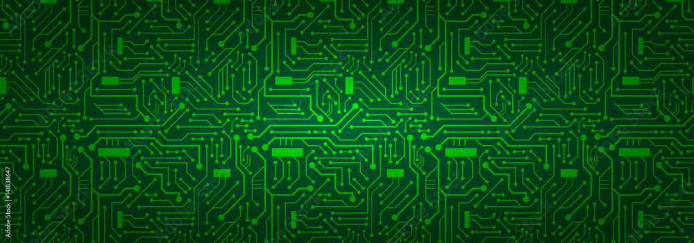 Circuit Board Banner Background (green) - obrazy, fototapety, plakaty 