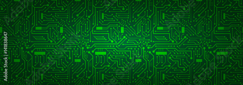 Cuadros en Lienzo Circuit Board Banner Background (green)