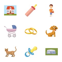 Sticker - Family child icons set, cartoon style