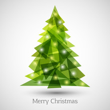 Abstract Christmas Tree Made Of Green Triangles