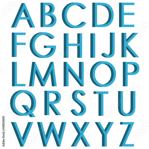Blue 3d Letters English Alphabet 3d Font For Design Poster Or