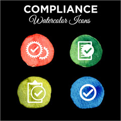 Wall Mural - In Compliance Icon Set - Solid Watercolor