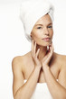 © sanneberg - Beautiful woman in white towel, portrait