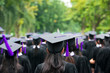 © Prasit Rodphan - Back of graduates during commencement at university. Close up at graduate cap.