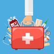 first aid kit in doctor hand