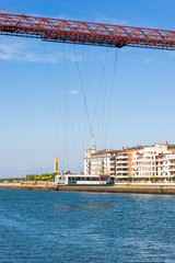 Wall Mural - Shuttle from the Vizcaya Bridge, the worlds oldest transporter bridge, built in 1893. The bridge links the towns of Portugalete and Las Arenas