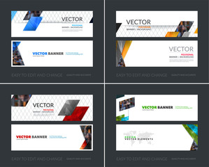 Wall Mural - Vector set of modern horizontal website banners with colourful d