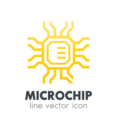 Poster - chipset, microchip icon on white