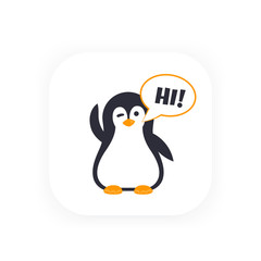 Poster - emoji with greeting pinguin