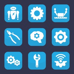 Set of 9 filled mechanical icons