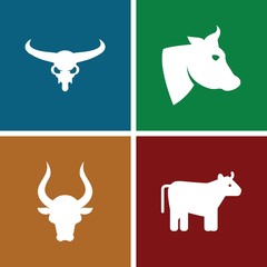 Wall Mural - Set of 4 cow filled icons