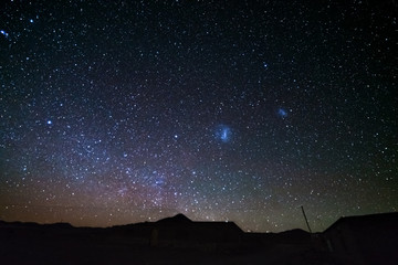 the majestic magellanic clouds, outstandingly bright, captured from the andea highlands in bolivia, 
