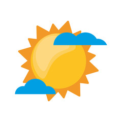 Sticker - sun clouds weather image vector illustration eps 10