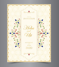 Wedding Or Invitation Card  Vintage Style  With  Crystals  Abstarct Pattern Background  ,vector Element Eps10 Illustration,indian,islam,wedding,invitation
