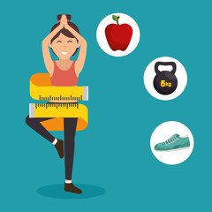 Sticker - fitness lifestyle elements icons vector illustration design