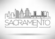 Minimal Sacramento Linear City Skyline With Typographic Design