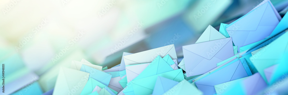Infinite mail envelopes, 3d rendering background - obrazy, fototapety, plakaty 