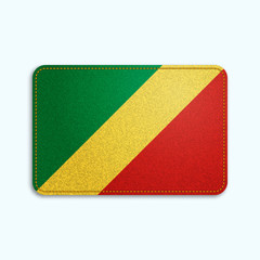 Sticker - National flag of Congo with denim texture and orange seam. Realistic image of a tissue made in vector illustration.