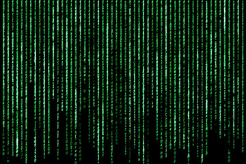 hacker concept. computer character codes.green text on black background.